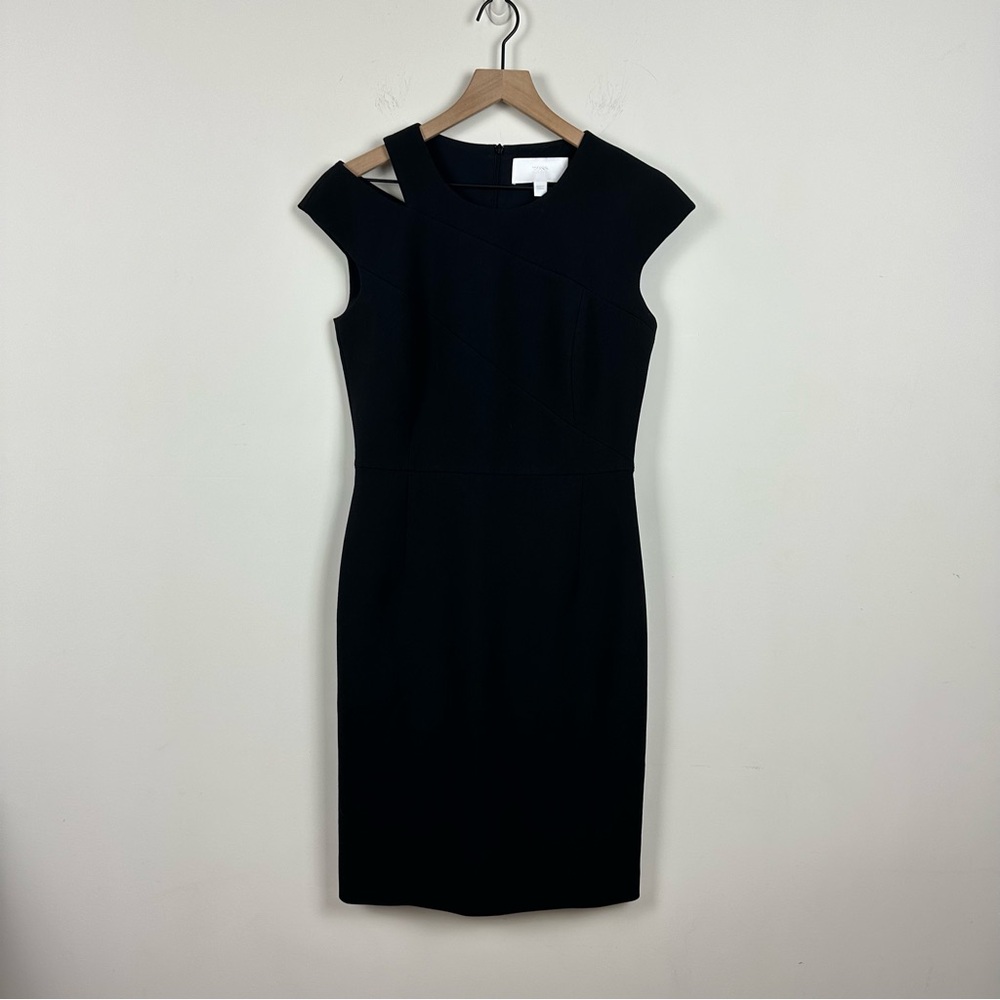 Boss Hugo Boss Asymmetrical Shoulder Little Black Knee Length Dress, 6